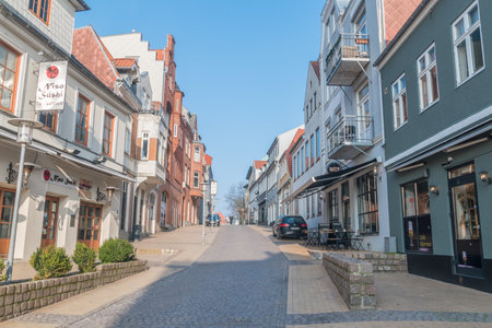 Sonderborg, Denmark - February 14, 2019: Store Radhusgade street in Sonderborg.のeditorial素材