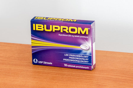 Pruszcz Gdanski, Poland - March 11, 2019: Pack of USP Zdrowie Ibuprom pain killers.のeditorial素材