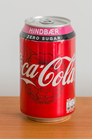 Pruszcz Gdanski, Poland - April 30, 2019: Can of Coca-Cola raspberry flavour zero sugar.のeditorial素材