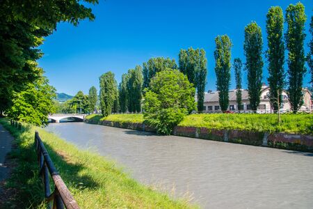 Dora Riparia at sunny day in Turin, Italy.の写真素材