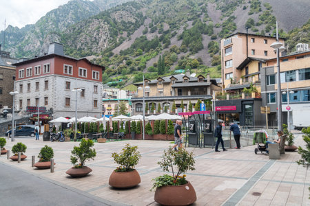 Andorra la Vella, Andorra - June 3, 2019: Placa Rebes square in Andorra la Vella.のeditorial素材