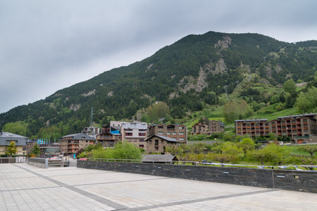 Canillo, Andorra - June 3, 2019: Panoramic view with mountain in Canillo.