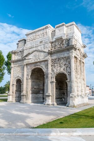 The Triumphal Arch of Orange, France at sunny day.の写真素材