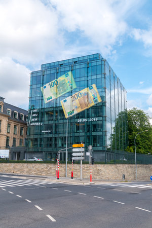 Luxembourg, Luxembourg - June 5, 2019: Modern builidign of Central Bank of Luxembourg.のeditorial素材