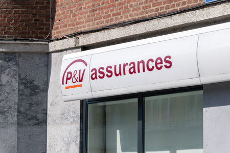 Brussels, Belgium - June 6, 2019: Logo and sign of P&V assurances.のeditorial素材