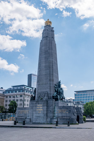 Brussels, Belgium - June 6, 2019: View of Infantry Memorial, in memory of Belgian foot soldiers.のeditorial素材