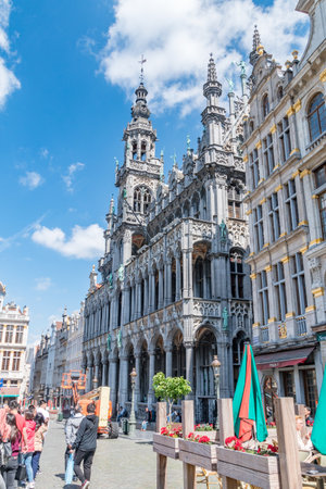 Brussels, Belgium - June 6, 2019: Facade The Maison du Roi/Broodhuis building housing the museum.のeditorial素材