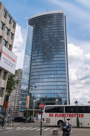 Brussels, Belgium - June 6, 2019: Madou Plaza Tower.のeditorial素材