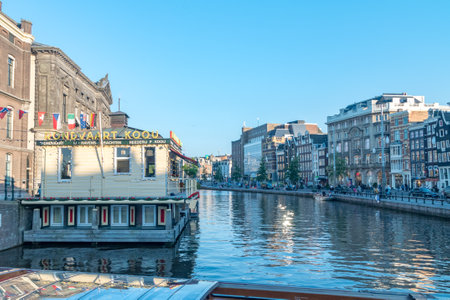 Amsterdam, Netherlands - June 6, 2019: View on the Rokin canal in Amsterdam.のeditorial素材