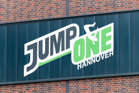 Hanover, Germany - June 8, 2019: Jump/One Hannover hall with trampolines.のeditorial素材