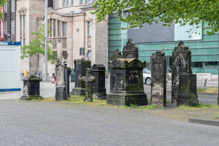 Hanover, Germany - June 8, 2019: Group of epitaphs next to the St. Nicholas' Chapel, Hanover.のeditorial素材