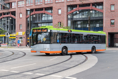 Hanover, Germany - June 8, 2019: Hannover city bus on the street.のeditorial素材