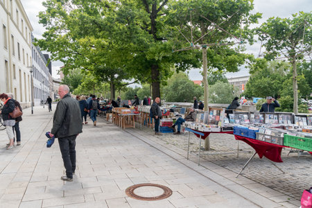 Hannover, Germany - June 8, 2019: Outdoor flea market with old bargains in Hannover.のeditorial素材