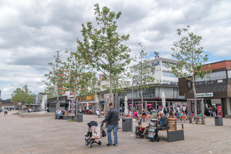 Wolfsburg, Germany - June 8, 2019: City centre of Wolfsburg city.のeditorial素材
