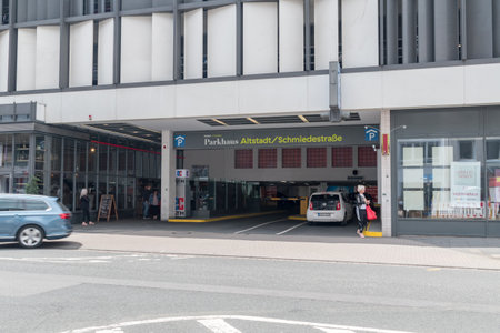 Hannover, Germany - June 8, 2019: Entrance to Parkhaus Altstadt car parking.のeditorial素材