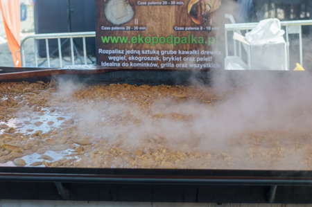 Jantar, Poland - July 12, 2019: The largest outdoor pan in Poland at the 21st World Amber Fishing Championships in Jantar.のeditorial素材