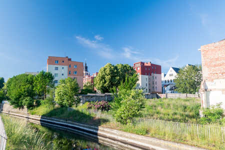 View at Ina river at Stargard, Poland.
