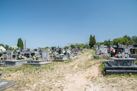 Grodek, Poland - June 30, 2019: Graves at cemetery in Grodek.のeditorial素材