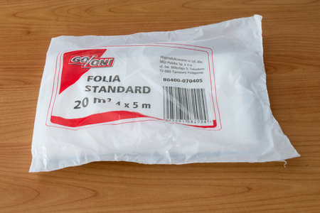 Pruszcz Gdanski, Poland - July 5, 2019: Go/On! Pack of 20 square meters of protective foil.のeditorial素材