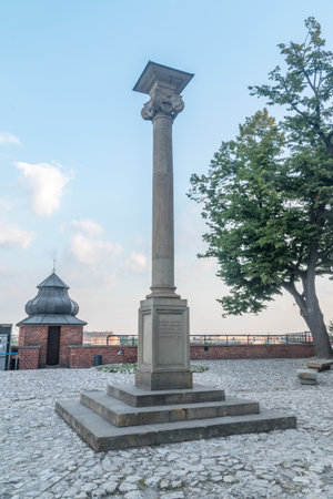 Krakow, Poland - July 26, 2019: Independence Column on the Wawel Hill.のeditorial素材