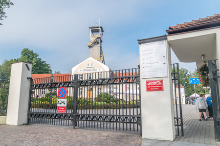 Wieliczka, Poland - July 27, 2019: Entrance gate to Wieliczka Salt Mine Museum.