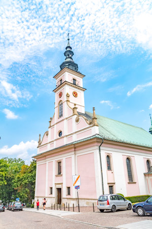 Wieliczka, Poland - July 27, 2019: Exterior of the St. Klemens church in Wieliczkaâ.のeditorial素材
