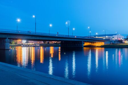 Grunwald Bridge over Vistula river in Krakow, Poland.の写真素材