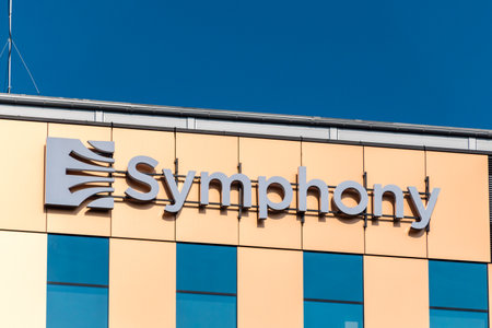 Krakow, Poland - July 28, 2019: Logo and sign of Symphony Ventures Limited.のeditorial素材