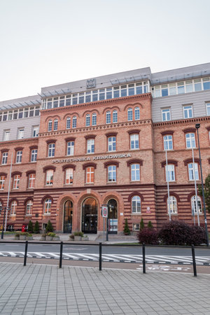 Krakow, Poland - July 28, 2019: Cracow University of Technology - The Faculty of Civil Engineering.のeditorial素材