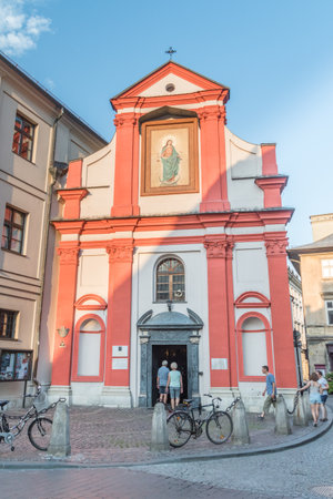Krakow, Poland - July 28, 2019: Church John the Baptist and Saint. John the Evangelist in Krakow at St. John street. Church after renovation in 2016.のeditorial素材