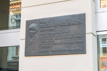 Krakow, Poland - July 28, 2019: Plaque commemorating Maria Bilizanka at Karmelicka Street in Krakow.のeditorial素材