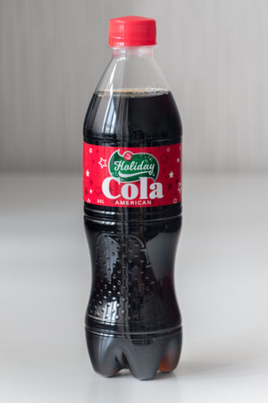Kaliningrad, Russia - August 4, 2019: Bottle of Holiday Cola American.のeditorial素材