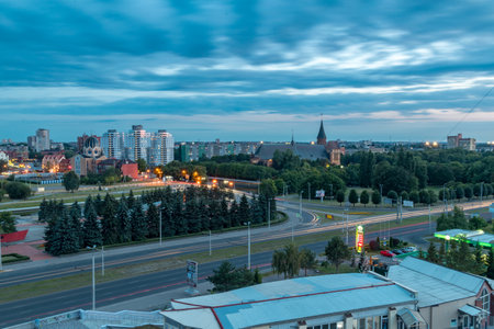 Kaliningrad, Russia - August 4, 2019: Evening view of city center of Kaliningrad.のeditorial素材