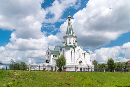 Kaliningrad, Russia - August 5, 2019: Orthodox church of Khram Svyatogo Aleksandra Nevskogo.のeditorial素材
