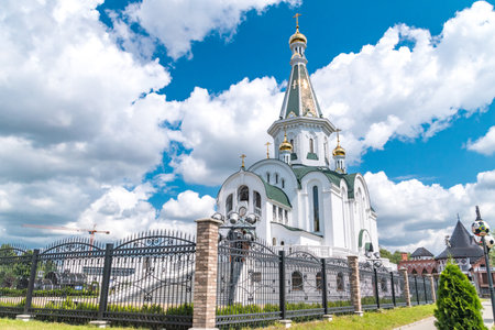 Kaliningrad, Russia - August 5, 2019: Khram Svyatogo Aleksandra Nevskogo Orthodox church at summer time.のeditorial素材