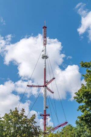 View of Telecommunication tower between trees.の写真素材