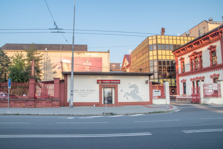 Ostrava, Czech Republic - August 29, 2019: View of Ostravar Brewery building in the morning.のeditorial素材
