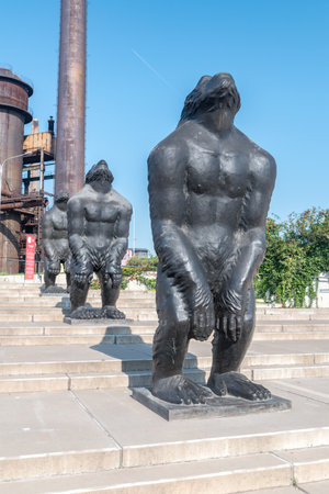 Ostrava, Czech Republic - August 29, 2019: Sculptures near Science and Technology Centrum in Ostrava.のeditorial素材