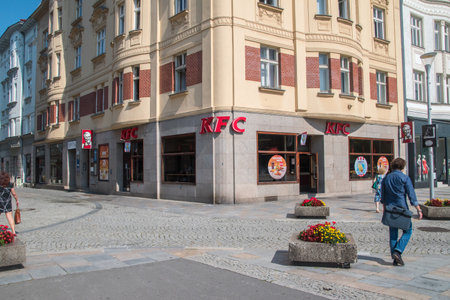 Ostrava, Czech Republic - August 29, 2019: KFC restaurant in Ostrava.のeditorial素材
