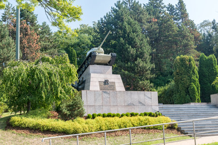 Ostrava, Czech Republic - August 29, 2019: Memorial Of The 1st Czechoslovak Independent Tank Brigade In The USSR.のeditorial素材