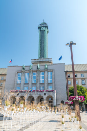 Ostrava, Czech Republic - August 29, 2019: Ostrava New Town Hall.のeditorial素材