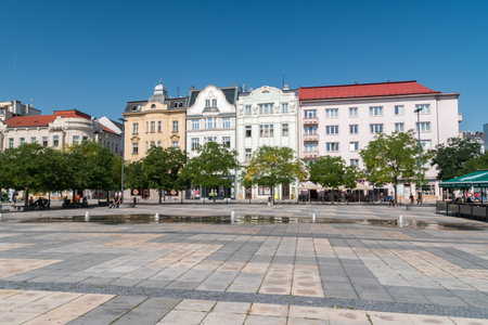 Ostrava, Czech Republic - August 29, 2019: Masaryk square, Ostrava's central market.のeditorial素材
