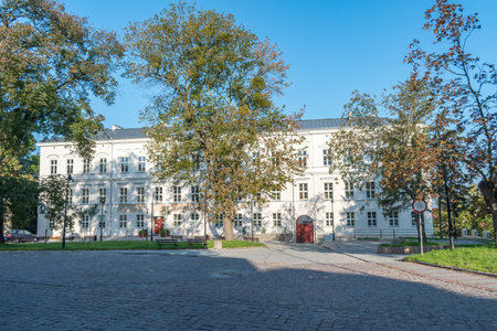 Kwidzyn, Poland - September 22, 2019: Square with Fermor's Palace in background.のeditorial素材