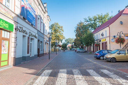 Kwidzyn, Poland - September 22, 2019: Pavement street in Kwidzyn.のeditorial素材