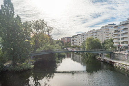 Stockholm, Sweden - September 24, 2019: Klara Sjo canal in Stockholm.のeditorial素材