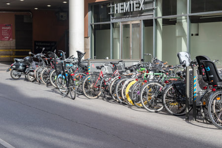 Stockholm, Sweden - September 24, 2019: Bicycle parking in the center of Stockholm.のeditorial素材