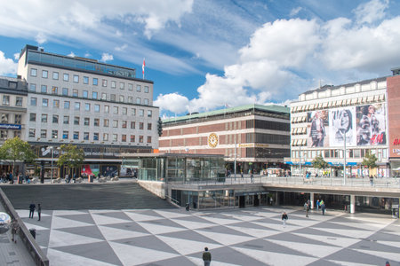 Stockholm, Sweden - September 24, 2019: View of Sergels torg square is most central public square in the city.のeditorial素材