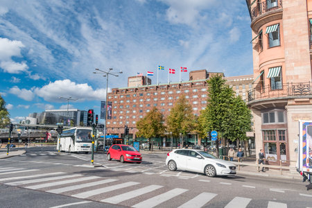 Stockholm, Sweden - September 24, 2019: Tegelbacken is a junction at Norrmalm in Central Stockholm.のeditorial素材