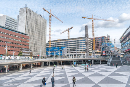 Stockholm, Sweden - September 24, 2019: Sergel's Square in Central Stockholm.のeditorial素材