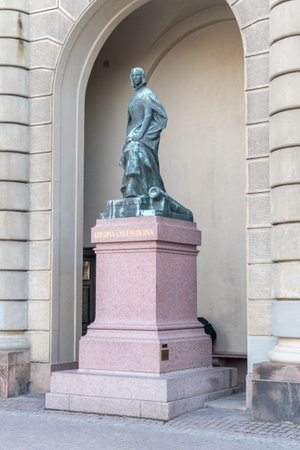 Stockholm, Sweden - September 24, 2019: Sculpture of Christina Nilsdotter Gyllenstierna of Fogelvik (Swedish: Kristina or Kerstin).のeditorial素材